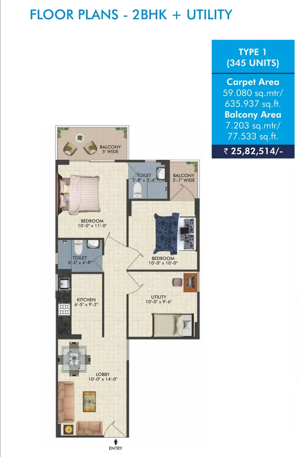 Conscient Residences 2 BHK Floor Plan